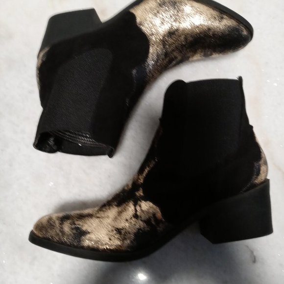 Groove Candace Faux Leather Gold Leaf Cowboy Boots Booties Ankle Boots Women Sz - Picture 7 of 14